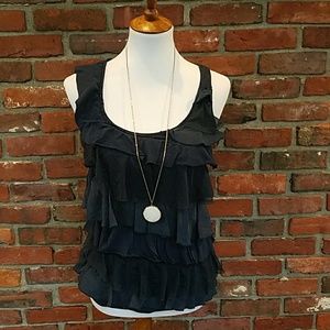Navy Ruffled Tank